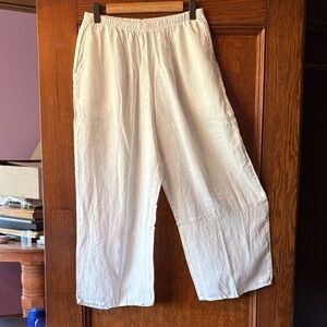 FLAX linen women's white Wide Leg Pants